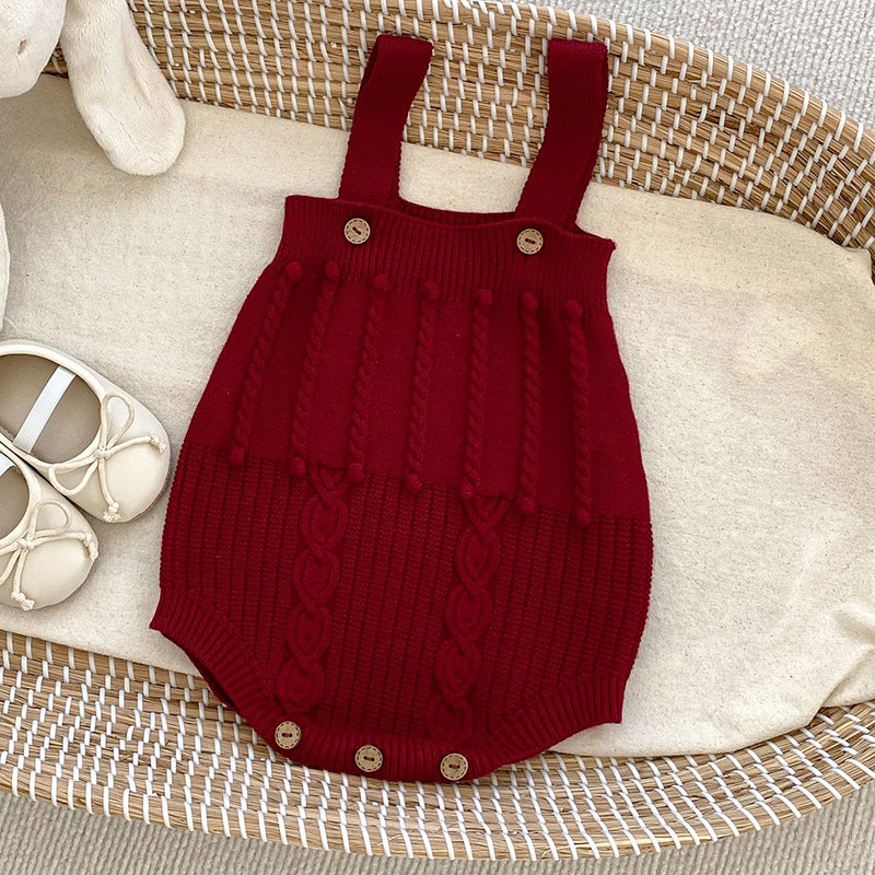 Girls Neutral Knit Set ( Red & White )