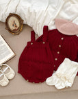 Girls Neutral Knit Set ( Red & White )