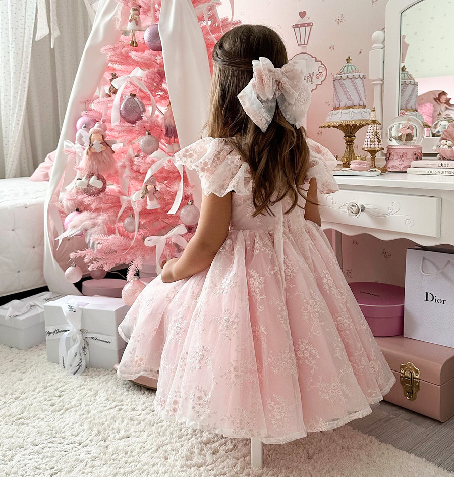 Rose Garden Dress & Hair Bow - Pink