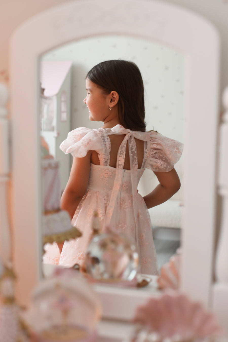 Rose Garden Dress & Hairbow - White