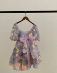 Mirabella Lace Dress & Hair Bow   - Lilac Love (Made to order)