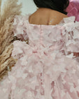 Pink Butterfly Puff Sleeve Dress (Pre-order)