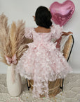 Pink Butterfly Puff Sleeve Dress (Pre-order)