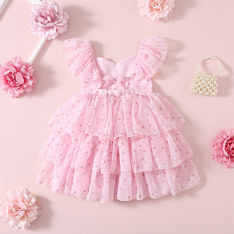 Floral Girls Party Dress - Pink