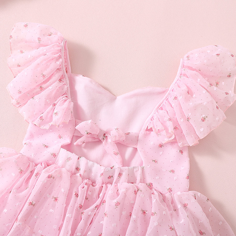 Floral Girls Party Dress - Pink