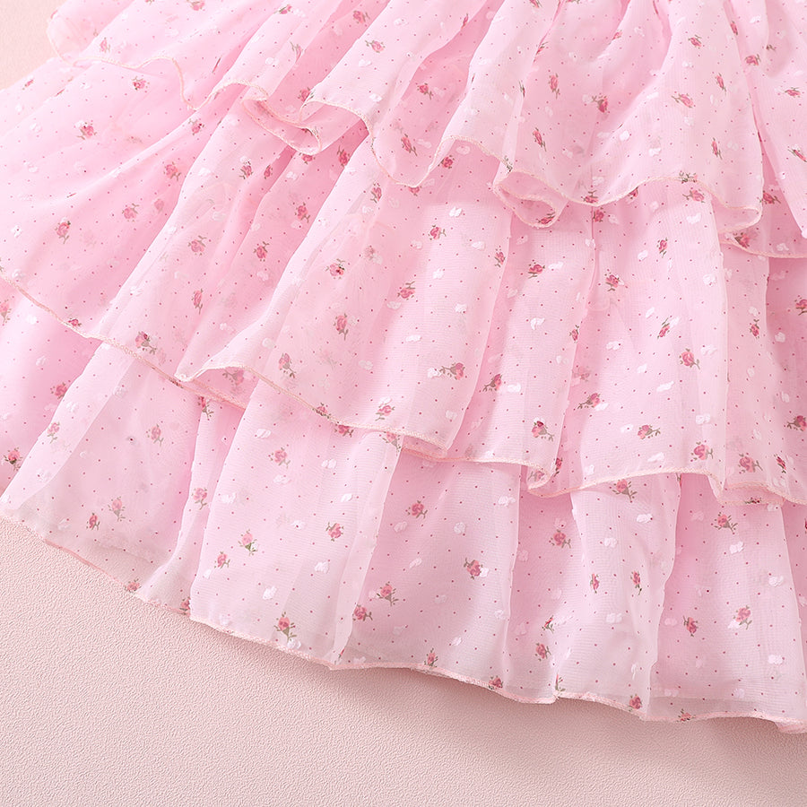 Floral Girls Party Dress - Pink