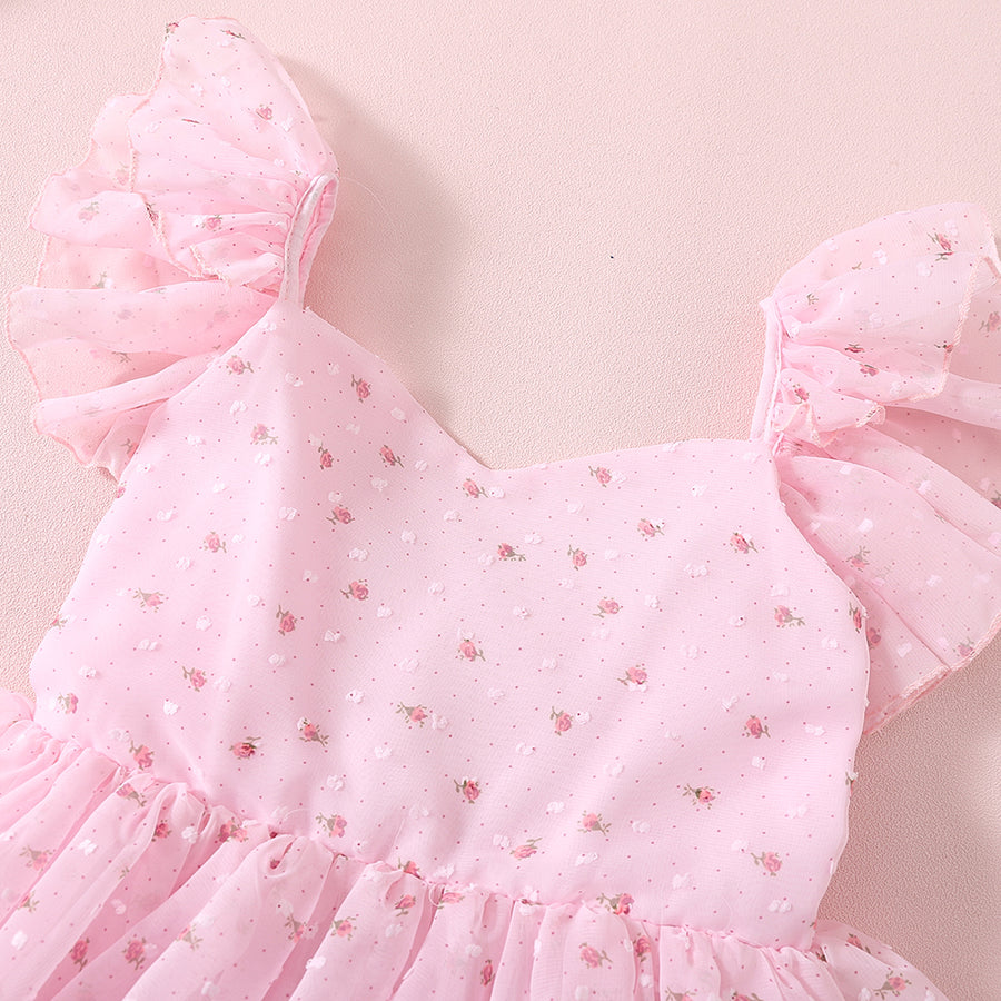 Floral Girls Party Dress - Pink