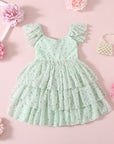 Floral Girls Party Dress - Mint