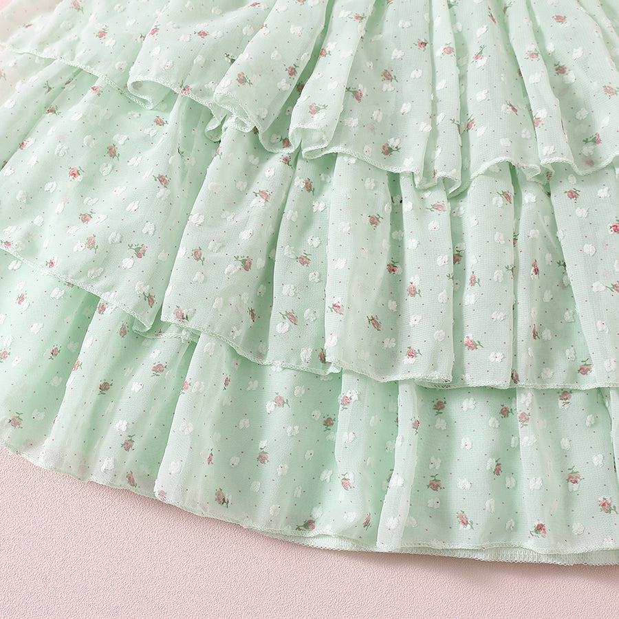 Floral Girls Party Dress - Mint