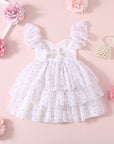 Floral Girls Party Dress - White