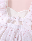 Floral Girls Party Dress - White