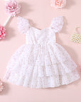 Floral Girls Party Dress - White