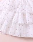 Floral Girls Party Dress - White