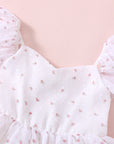 Floral Girls Party Dress - White