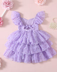 Floral Girls Party Dress - Purple