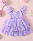 Floral Girls Party Dress - Purple