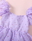 Floral Girls Party Dress - Purple