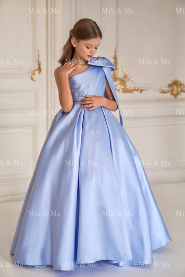 Jasmine Blue Satin Girls Special Occasion Dress