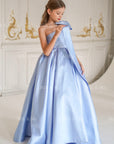 Jasmine Blue Satin Girls Special Occasion Dress