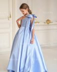 Jasmine Blue Satin Girls Special Occasion Dress