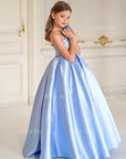 Jasmine Blue Satin Girls Special Occasion Dress