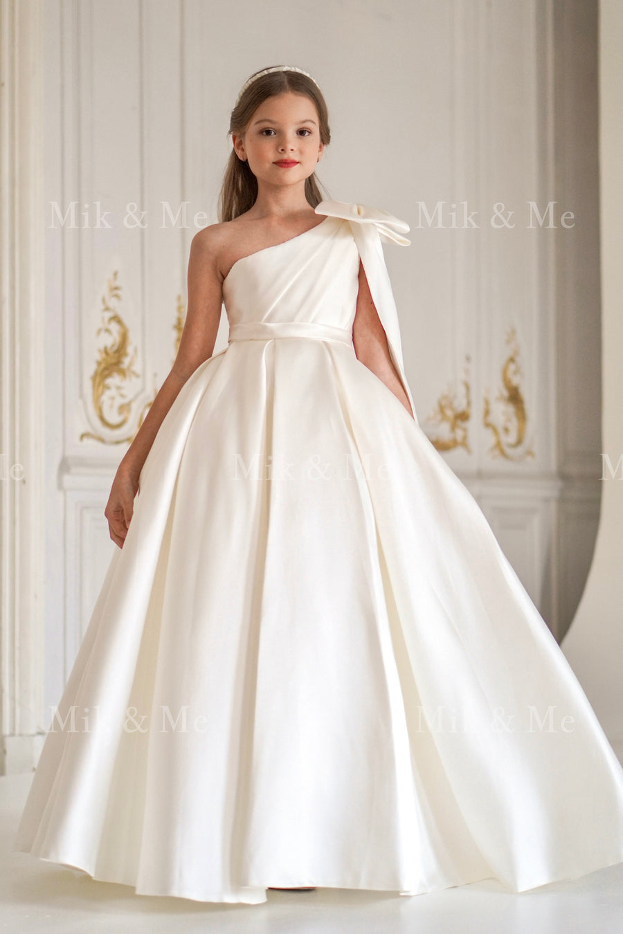 Jasmine Ivory Satin Girls Special Occasion Dress