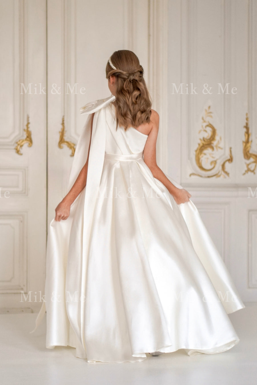 Jasmine Ivory Satin Girls Special Occasion Dress