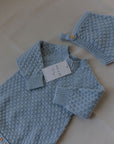Baby Blue Knit Romper & Beanie