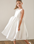 Sophia Mikado Flower Girl Dress - Knee Length (Made to order) Ivory