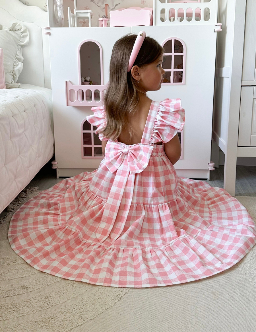 Pink Summer Check Dress