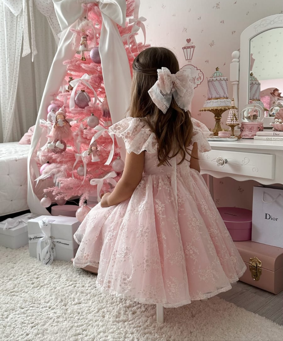 Rose Garden Dress & Hair Bow - Pink