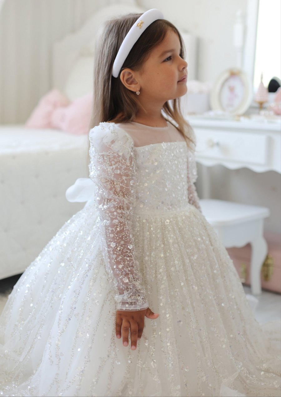 Sparkle my world Luxe Dress - White (Made to order)