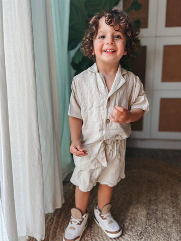 Oversized Linen Look Shirt & Shorts