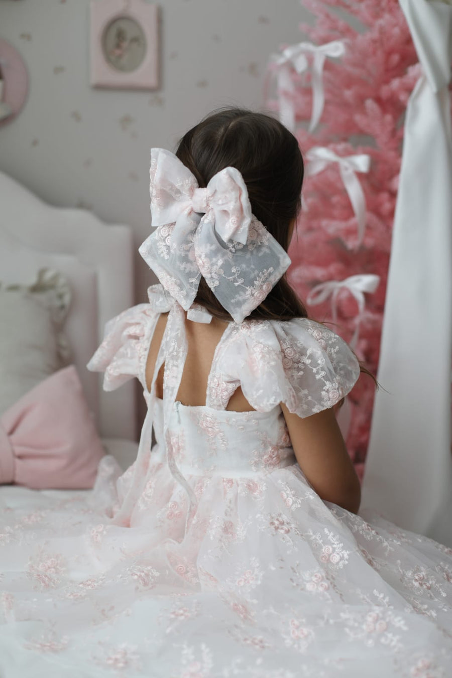 Rose Garden Dress & Hairbow - White