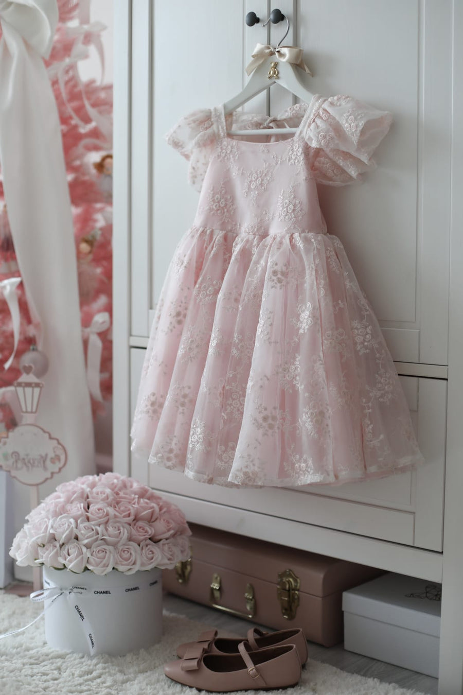 Rose Garden Dress & Hair Bow - Pink