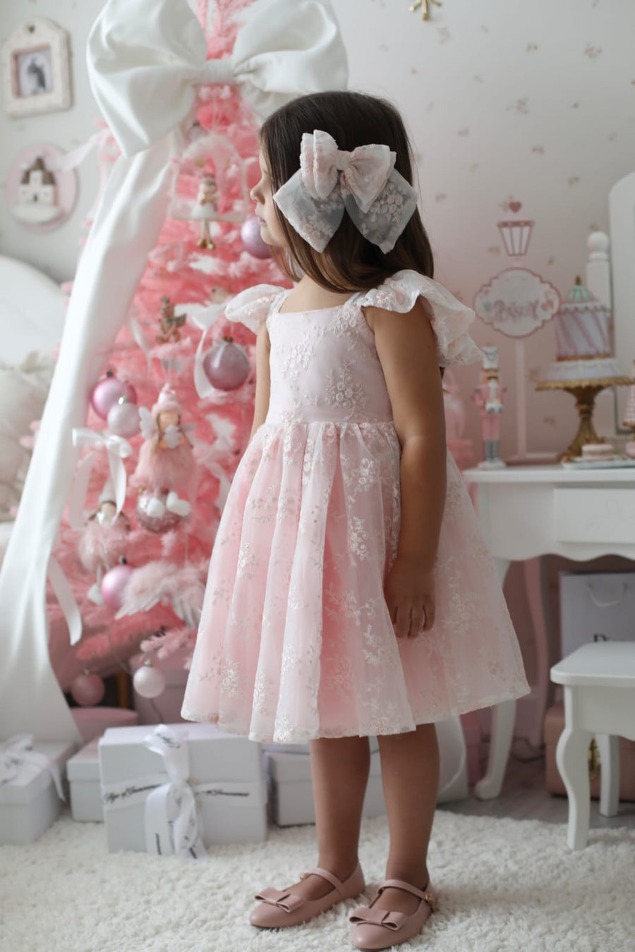 Rose Garden Dress & Hair Bow - Pink