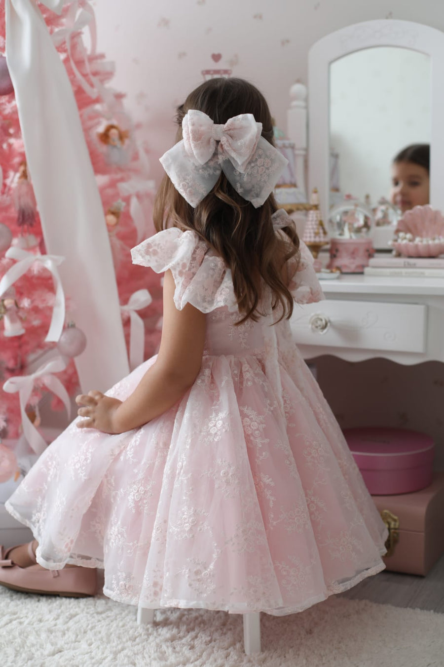 Rose Garden Dress & Hair Bow - Pink