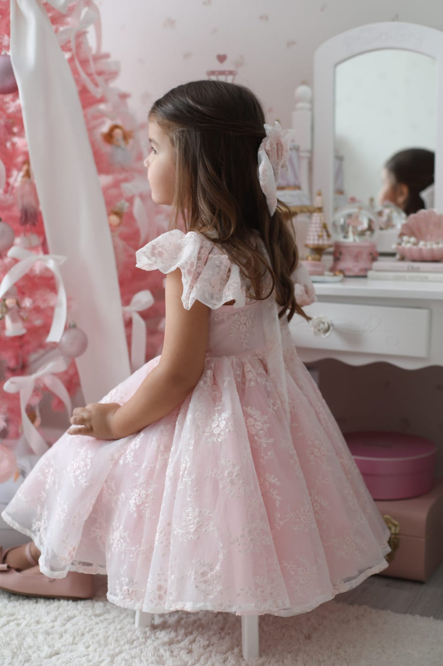 Rose Garden Dress & Hair Bow - Pink