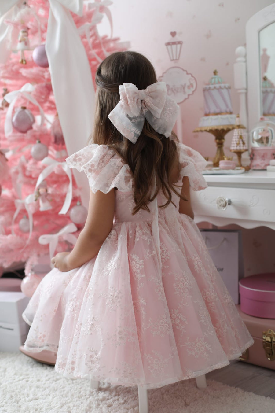 Rose Garden Dress & Hair Bow - Pink