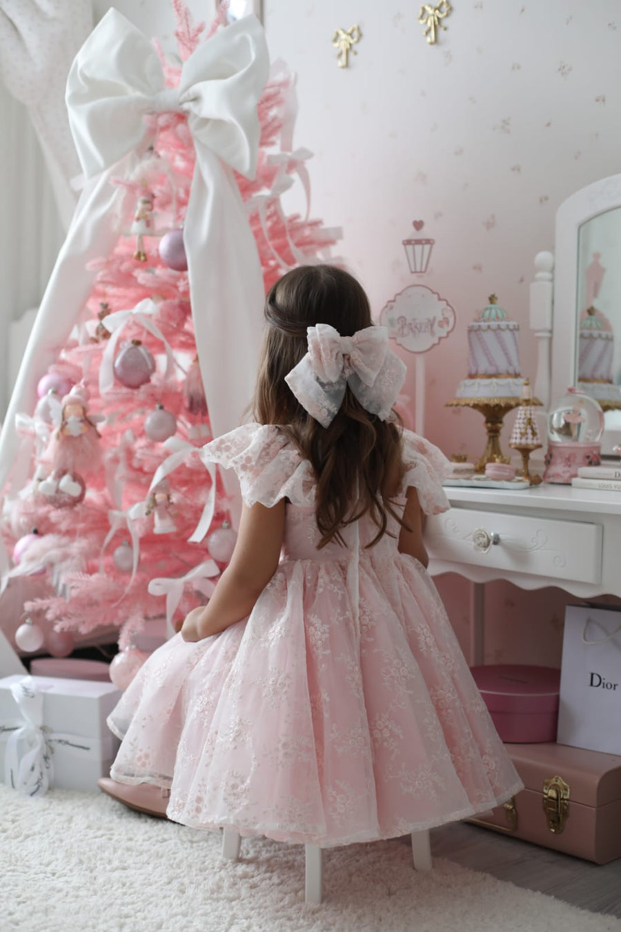 Rose Garden Dress & Hair Bow - Pink