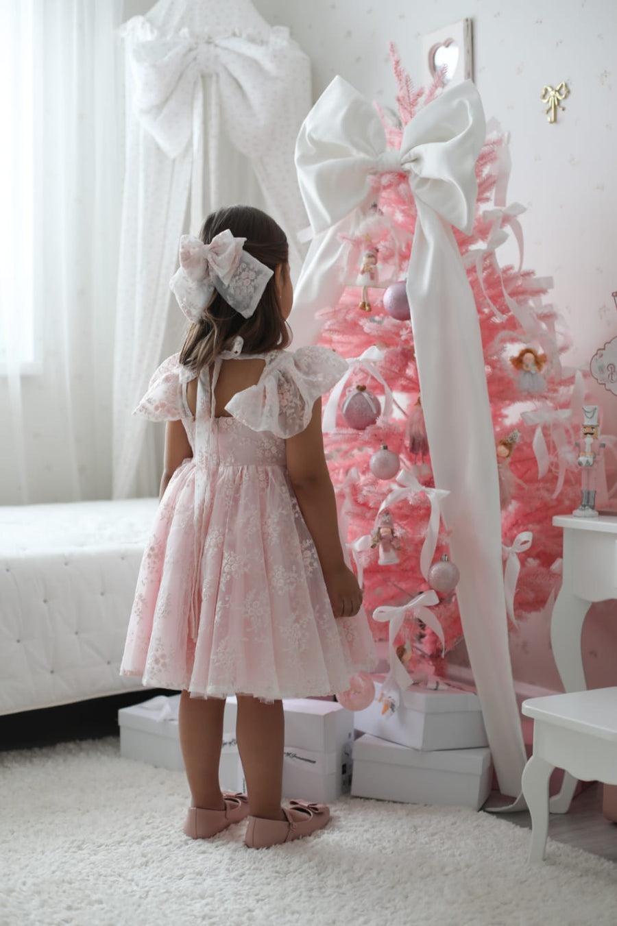 Rose Garden Dress & Hair Bow - Pink