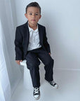 Boys Handmade Luxe Suit Pants - Black
