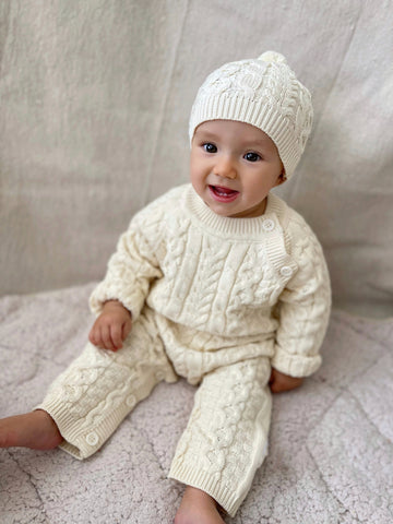 Cable Knit Onesie & Beanie
