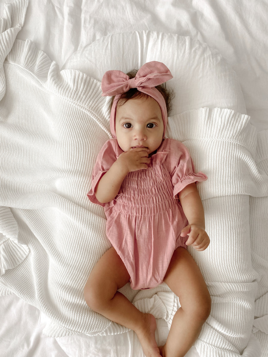 Dusty Pink Romper & Hair Bow