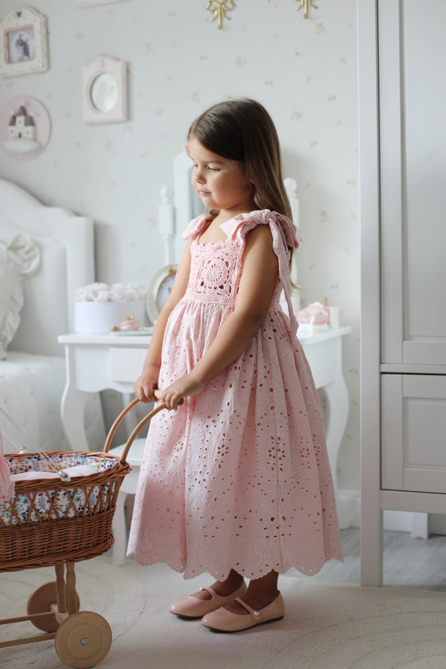 Handmade Pink Crochet Girls Dress 🌸