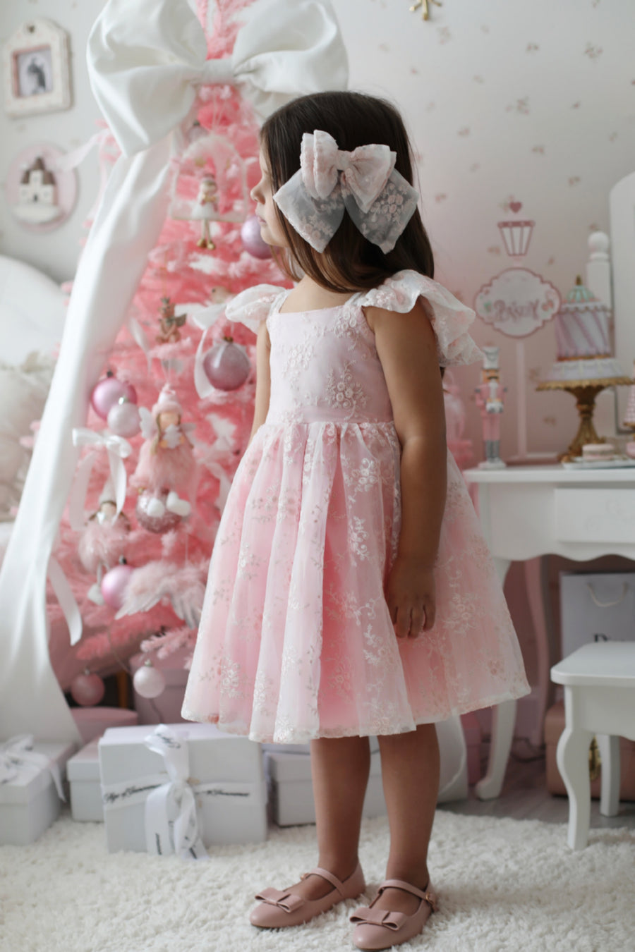 Rose Garden Dress & Hair Bow - Pink