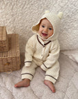 Knit Onesie and Bonnet Set