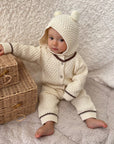 Knit Onesie and Bonnet Set