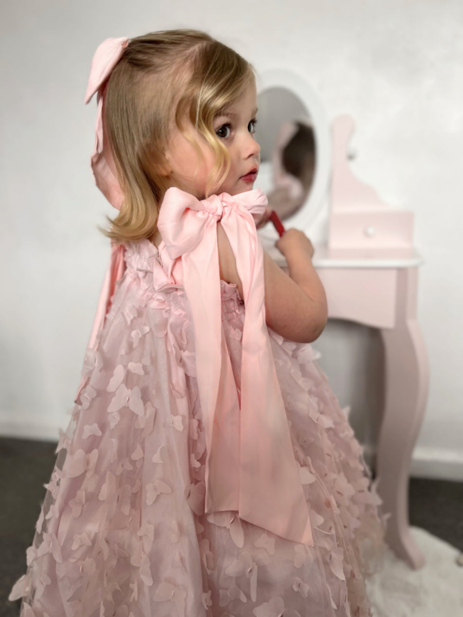 Sophie Butterfly Dress & Hair Bow - Pink (Made to order)